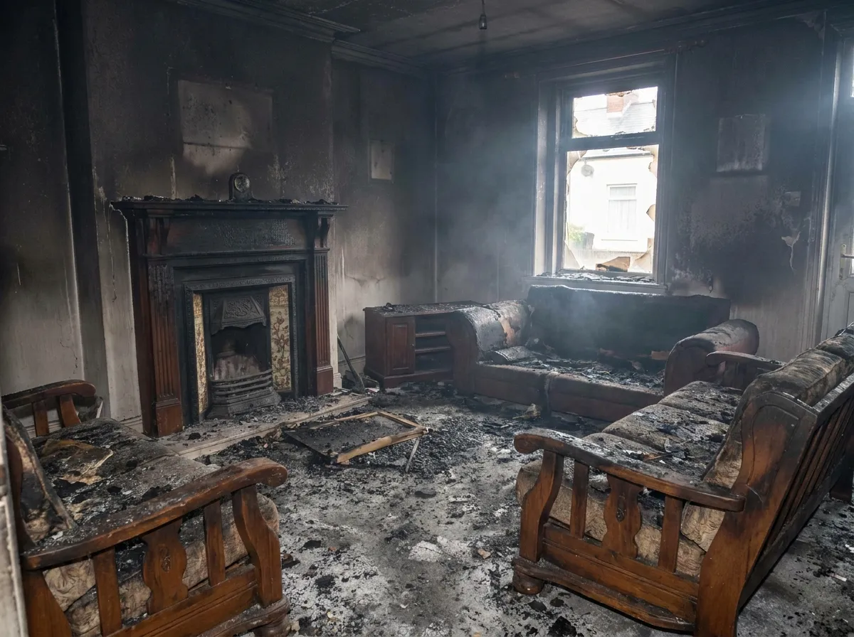 Phoenix home with fire damage requiring professional restoration and smoke odor removal